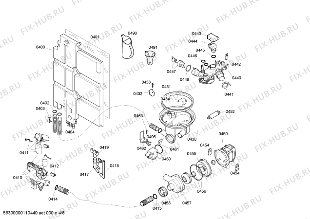 Взрыв-схема посудомоечной машины Bosch SGI55M05AU - Схема узла 04