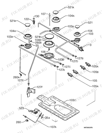 Взрыв-схема плиты (духовки) Zoppas PX65AS - Схема узла Functional parts 267