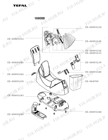 Взрыв-схема утюга (парогенератора) Tefal 169088 - Схема узла XP001547.7P2