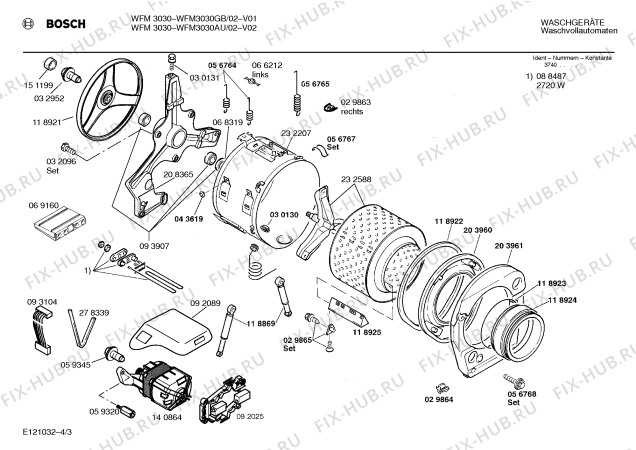 Взрыв-схема стиральной машины Bosch WFM3030AU WFM3030 - Схема узла 03