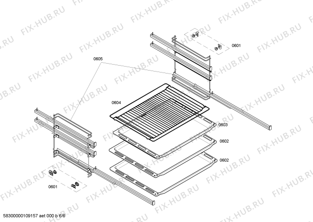 Взрыв-схема плиты (духовки) Siemens HB33U550S - Схема узла 06