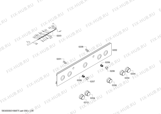 Взрыв-схема плиты (духовки) Bosch HGA223150P - Схема узла 02