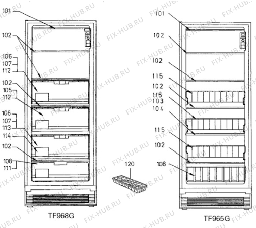 Взрыв-схема холодильника Electrolux TF965G - Схема узла C10 Interior