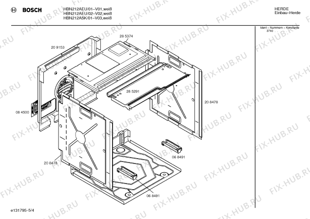 Взрыв-схема плиты (духовки) Bosch HBN212AEU - Схема узла 04