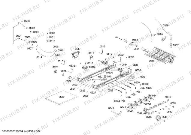 Взрыв-схема плиты (духовки) Bosch HSG47K50SC - Схема узла 05