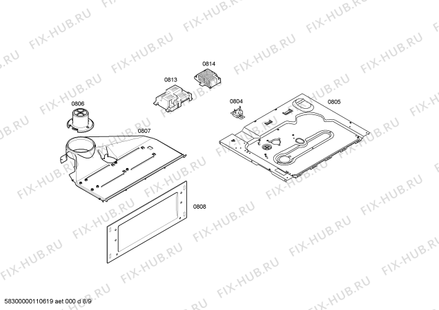 Взрыв-схема плиты (духовки) Siemens HB56M550B - Схема узла 09