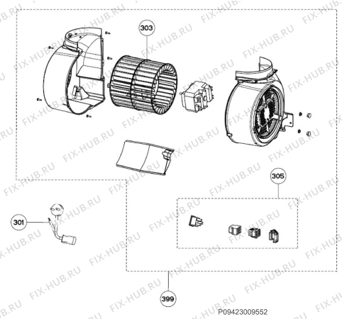 Взрыв-схема вытяжки Aeg X59143MD0 - Схема узла Motor