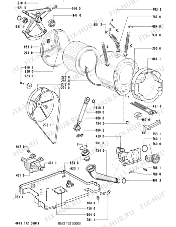 Схема №1 WA 3774 S/WS-D с изображением Обшивка для стиралки Whirlpool 481245219587