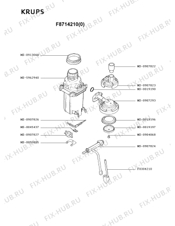 Взрыв-схема кофеварки (кофемашины) Krups F8714210(0) - Схема узла TP001846.1P3