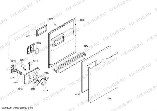 Взрыв-схема посудомоечной машины Bosch SGS47M22EU Silence VarioFlex - Схема узла 02