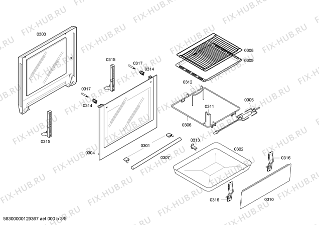 Взрыв-схема плиты (духовки) Siemens HG342510U - Схема узла 03