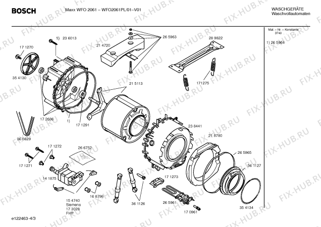 Взрыв-схема стиральной машины Bosch WFO2061PL Maxx WFO 2061 - Схема узла 03