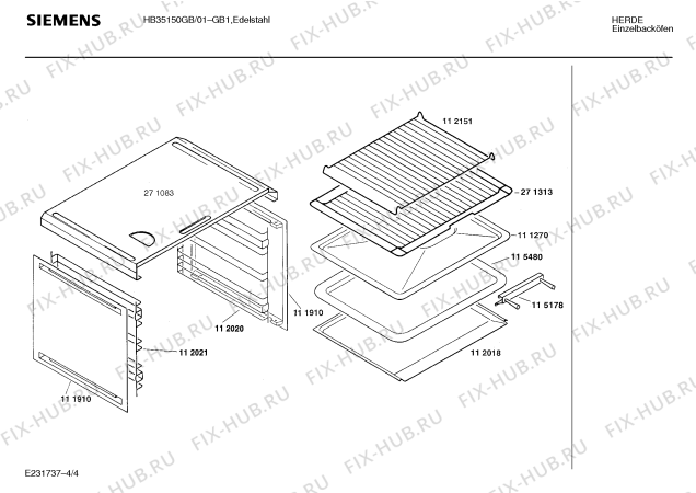 Взрыв-схема плиты (духовки) Siemens HB35150GB - Схема узла 04