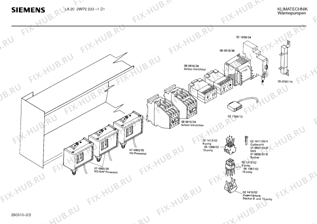 Схема №2 2WP2232 с изображением Предохранитель для стиральной машины Bosch 00080915