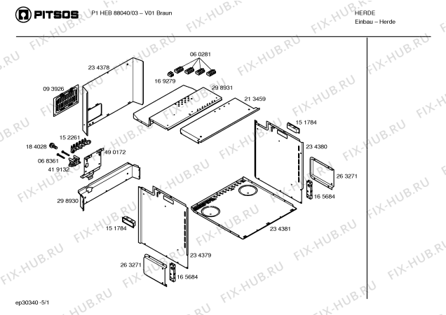 Схема №3 P1HEB88042 с изображением Панель управления для плиты (духовки) Bosch 00431999