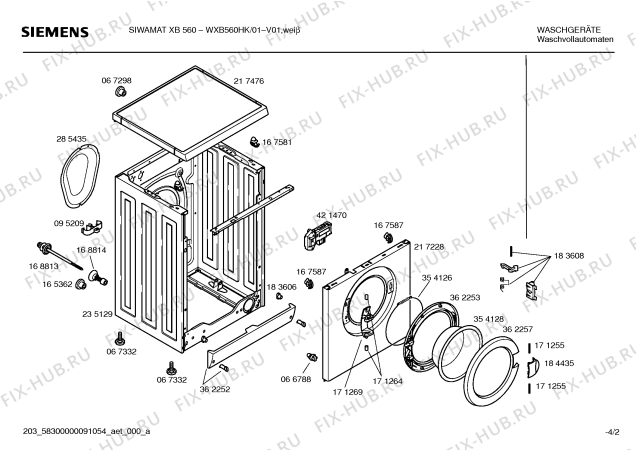 Взрыв-схема стиральной машины Siemens WXB560HK SIWAMAT XB 560 - Схема узла 02