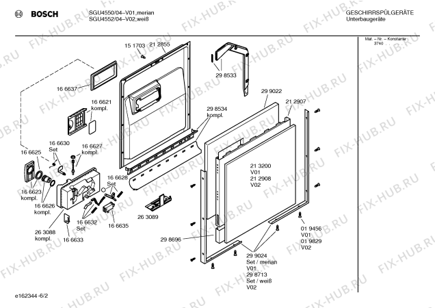 Взрыв-схема посудомоечной машины Bosch SGU4552 Silence - Схема узла 02