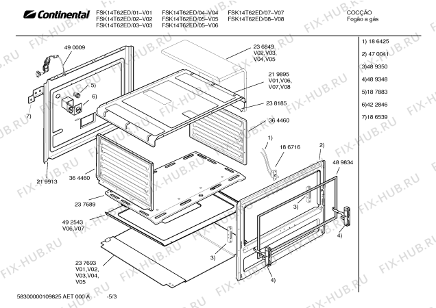Взрыв-схема плиты (духовки) Continental FSK14T62ED Charme Plus II - Схема узла 03