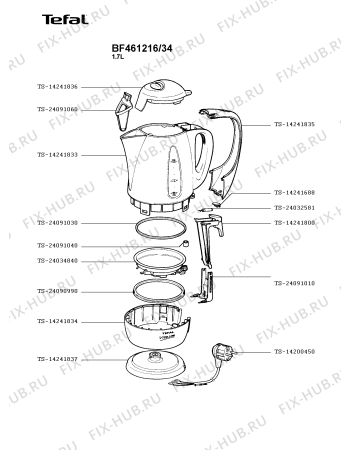 Схема №1 KE408 с изображением Уплотнение для электрочайника Tefal TS-24091030