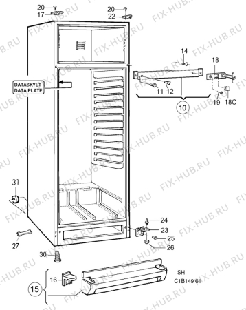 Взрыв-схема холодильника Electrolux ER8607D - Схема узла C10 Cabinet