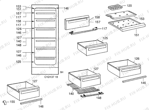 Взрыв-схема холодильника Arthurmartinelux AU7717C - Схема узла Accessories Refrigerator