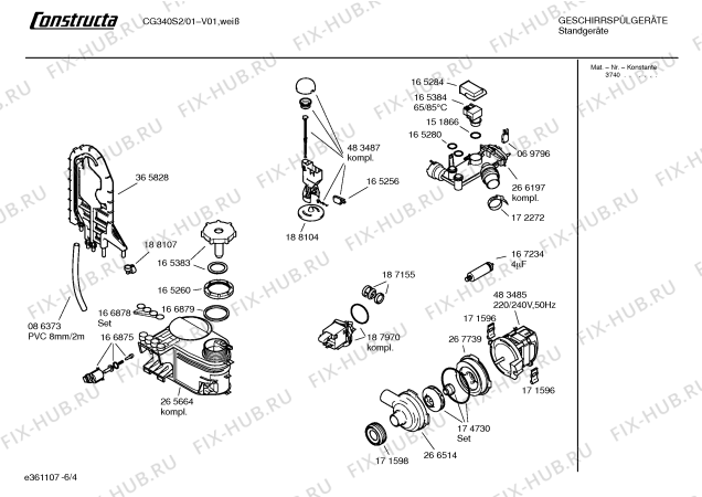 Схема №4 CG340S2 с изображением Инструкция по эксплуатации для посудомойки Bosch 00581075