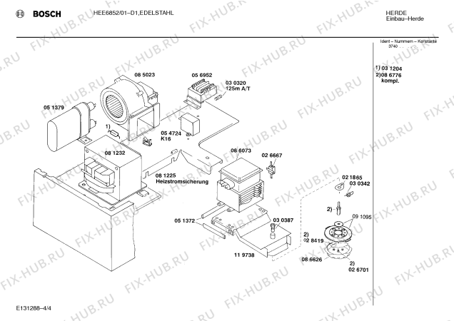 Взрыв-схема плиты (духовки) Bosch HEE6852 - Схема узла 04