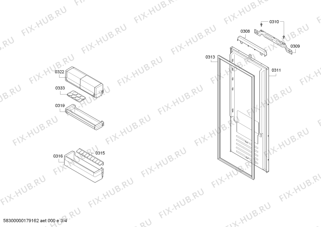 Взрыв-схема холодильника Bosch KIF42AD30 - Схема узла 03