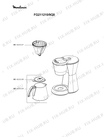 Схема №1 FG211210/9Q0 с изображением Сосуд для кофеварки (кофемашины) Moulinex MS-622119