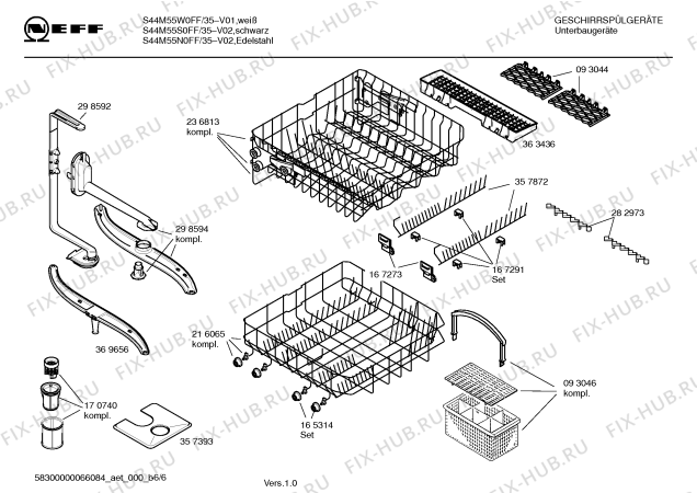 Взрыв-схема посудомоечной машины Neff S44M55S0FF - Схема узла 06