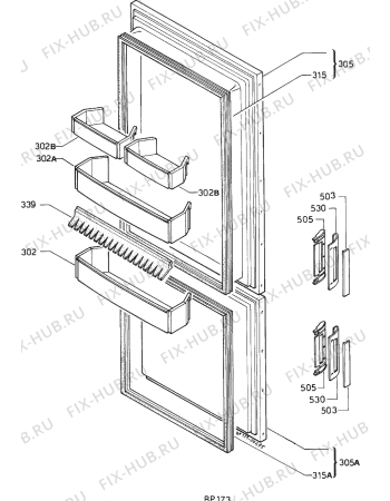 Взрыв-схема холодильника Electrolux TR872 - Схема узла Door 003