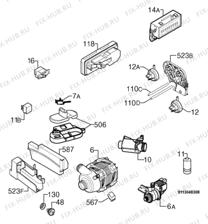 Взрыв-схема посудомоечной машины Privileg 00931302_11229 - Схема узла Electrical equipment 268