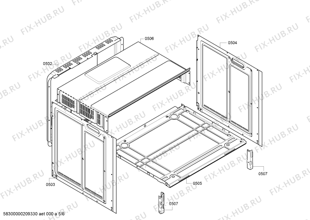 Взрыв-схема плиты (духовки) Bosch HBN301E4Q - Схема узла 05