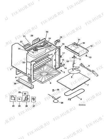 Взрыв-схема микроволновой печи Electrolux NF4890 - Схема узла H40 Housing, glass tray  C