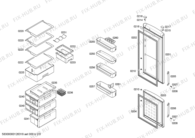 Взрыв-схема холодильника Bosch KGV36X05 - Схема узла 02