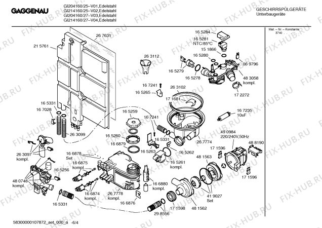 Схема №2 GI214160 с изображением Инструкция по эксплуатации Gaggenau для посудомоечной машины Bosch 00588580