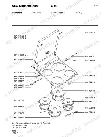 Взрыв-схема плиты (духовки) Aeg 1051F-EW - Схема узла Section2