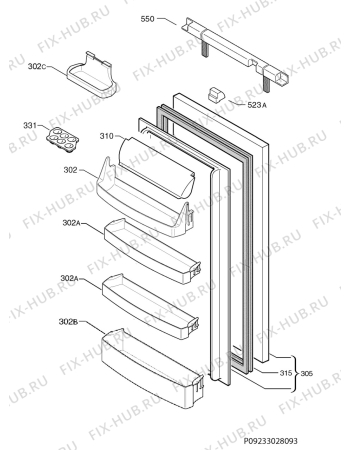 Взрыв-схема холодильника Juno Electrolux JRG94128 - Схема узла Door 003