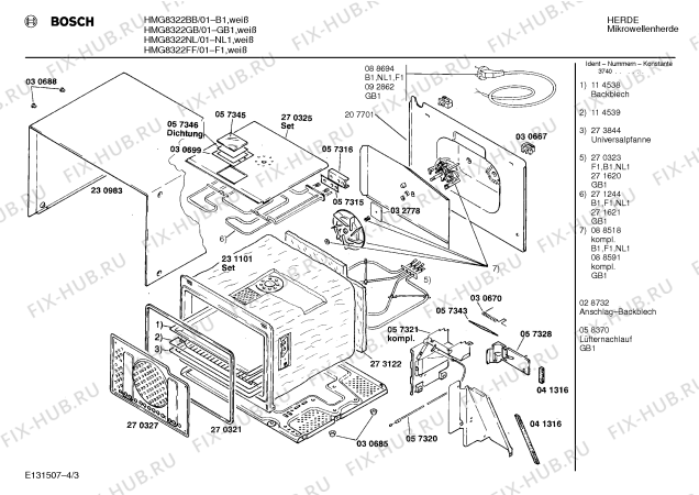 Взрыв-схема микроволновой печи Bosch HMG8322FF - Схема узла 03