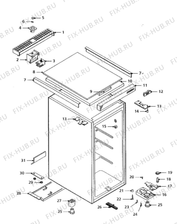 Взрыв-схема холодильника Quelle QF4F - Схема узла Cabinet + armatures