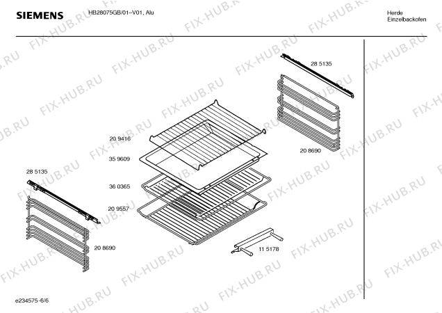 Схема №1 HB28075GB с изображением Инструкция по эксплуатации для плиты (духовки) Siemens 00585454