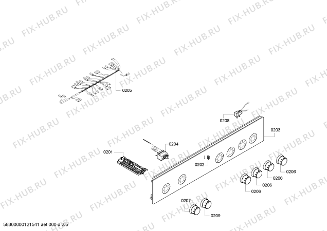 Взрыв-схема плиты (духовки) Bosch HSV594021T - Схема узла 02