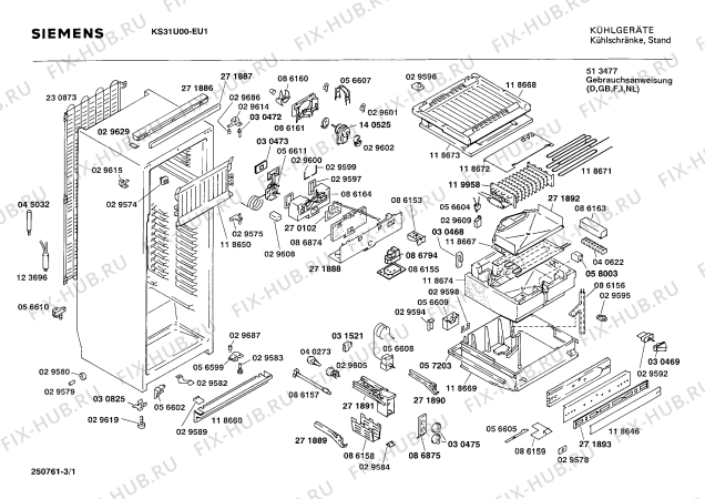 Схема №2 KS31U00 с изображением Панель для холодильной камеры Siemens 00271887