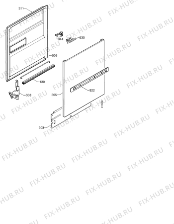Взрыв-схема посудомоечной машины Juno JSV5561 - Схема узла Door 003