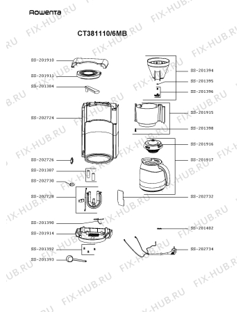 Схема №1 CT381110/6MB с изображением Элемент корпуса для кофеварки (кофемашины) Rowenta SS-202724