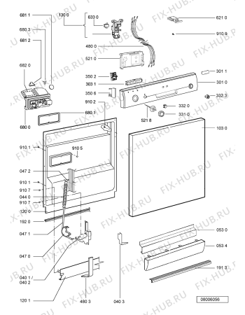 Схема №1 C 881 BR с изображением Панель для посудомоечной машины Whirlpool 480140100145