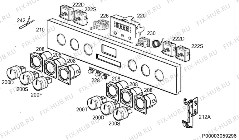 Взрыв-схема плиты (духовки) Zanussi ZOU35632XA - Схема узла Command panel 037