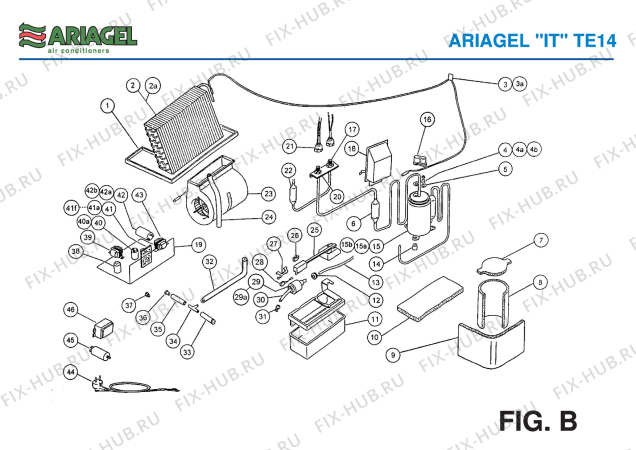 Взрыв-схема кондиционера Ariagel TE 14C - Схема узла 2