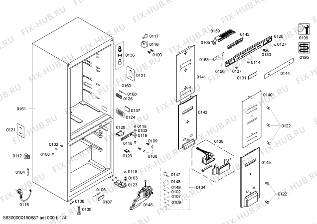 Схема №1 P1KNB4920B с изображением Дверь для холодильной камеры Bosch 00710068