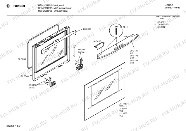 Схема №2 HEN200A с изображением Панель управления для духового шкафа Bosch 00289401